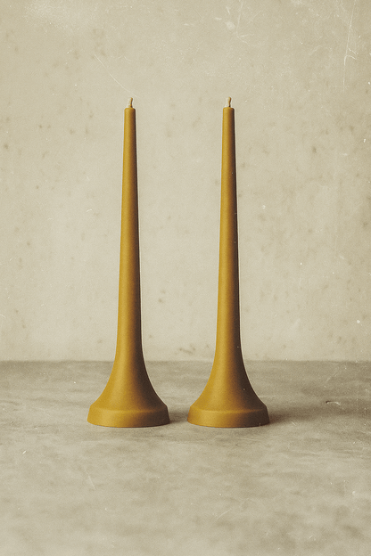 Premium Beeswax Dinner Candles - Set of 2 Natural Pillar Candles