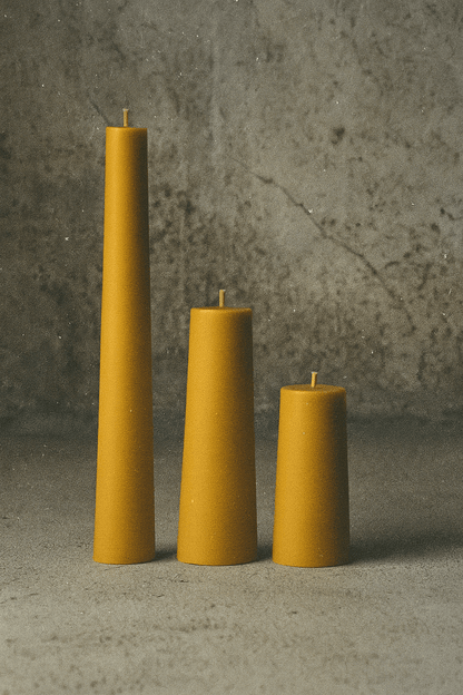 Artisan Beeswax Pillar Candles - Handcrafted British Trio Set