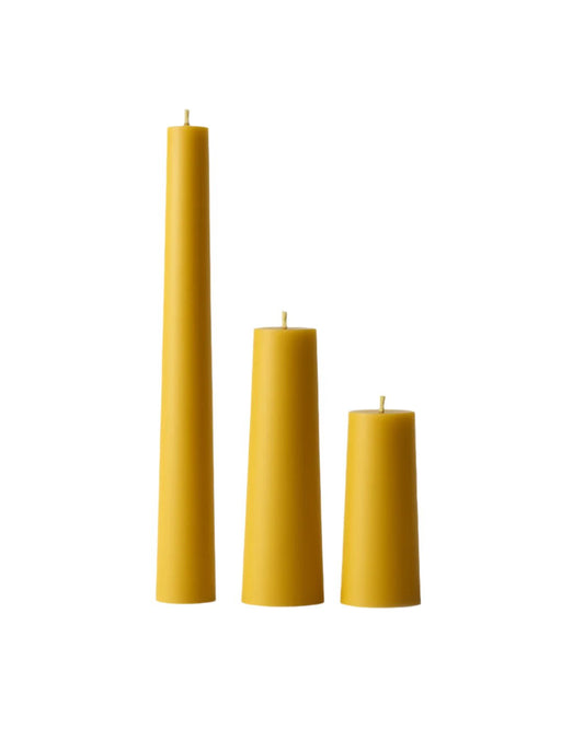 Artisan Beeswax Pillar Candles - Handcrafted British Trio Set