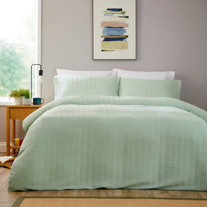 Belgravia Sage Green Microfibre Duvet Cover Set with Pillowcases Soft Easy Care Modern Quilt Bedding Bed Linen Set by OLIVIA ROCCO