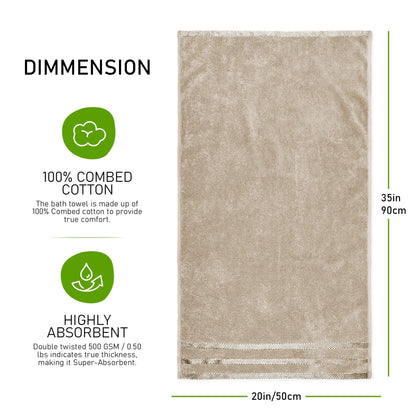 Belmont Viscose Stripe Beige Towels 100% Cotton Hotel Quality Super Absorbent 10 Piece Bale Set, 4 Hand Towel & 12 Face Cloths by OLIVIA ROCCO