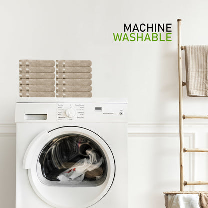 Belmont Viscose Stripe Beige Towels 100% Cotton Hotel Quality Super Absorbent 10 Piece Bale Set, 4 Hand Towel & 12 Face Cloths by OLIVIA ROCCO