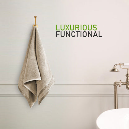 Belmont Viscose Stripe Beige Towels 100% Cotton Hotel Quality Super Absorbent 10 Piece Bale Set, 4 Hand Towel & 12 Face Cloths by OLIVIA ROCCO