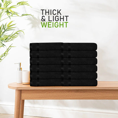 Belmont Viscose Stripe Black Towels 100% Cotton Hotel Quality Super Absorbent 10 Piece Bale Set, 4 Hand Towel & 12 Face Cloths by OLIVIA ROCCO