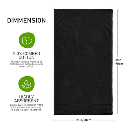 Belmont Viscose Stripe Black Towels 100% Cotton Hotel Quality Super Absorbent 10 Piece Bale Set, 4 Hand Towel & 12 Face Cloths by OLIVIA ROCCO