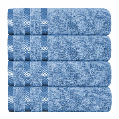 Belmont Viscose Stripe Blue Towels 100% Cotton Hotel Quality Super Absorbent 10 Piece Bale Set, 4 Hand Towel & 12 Face Cloths by OLIVIA ROCCO