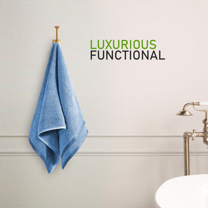 Belmont Viscose Stripe Blue Towels 100% Cotton Hotel Quality Super Absorbent 10 Piece Bale Set, 4 Hand Towel & 12 Face Cloths by OLIVIA ROCCO