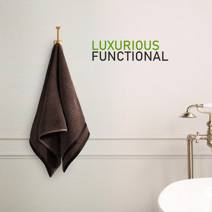 Belmont Viscose Stripe Brown Towels 100% Cotton Hotel Quality Super Absorbent 10 Piece Bale Set, 4 Hand Towel & 12 Face Cloths by OLIVIA ROCCO