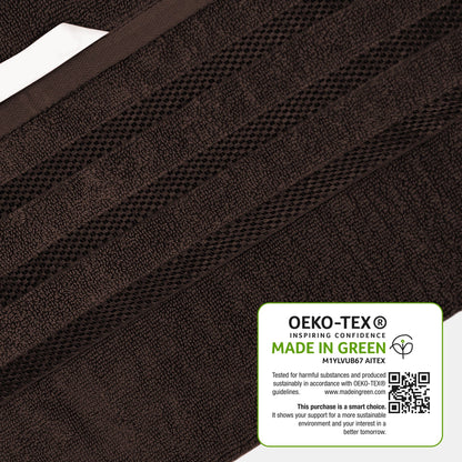Belmont Viscose Stripe Brown Towels 100% Cotton Hotel Quality Super Absorbent 10 Piece Bale Set, 4 Hand Towel & 12 Face Cloths by OLIVIA ROCCO