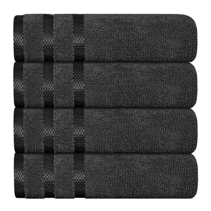 Belmont Viscose Stripe Grey Towels 100% Cotton Hotel Quality Super Absorbent 10 Piece Bale Set, 4 Hand Towel & 12 Face Cloths by OLIVIA ROCCO