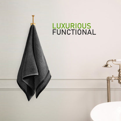 Belmont Viscose Stripe Grey Towels 100% Cotton Hotel Quality Super Absorbent 10 Piece Bale Set, 4 Hand Towel & 12 Face Cloths by OLIVIA ROCCO