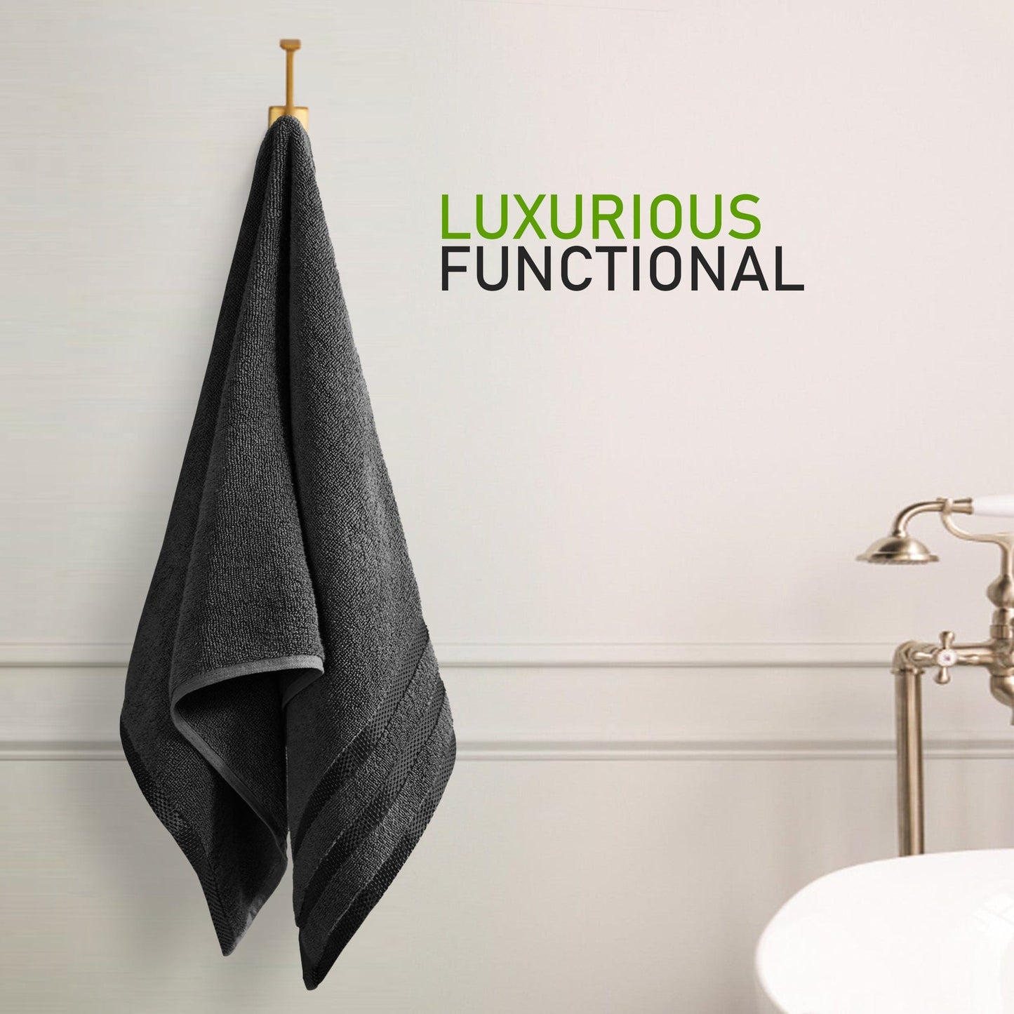 Belmont Viscose Stripe Grey Towels 100% Cotton Hotel Quality Super Absorbent 10 Piece Bale Set, 4 Hand Towel & 12 Face Cloths by OLIVIA ROCCO