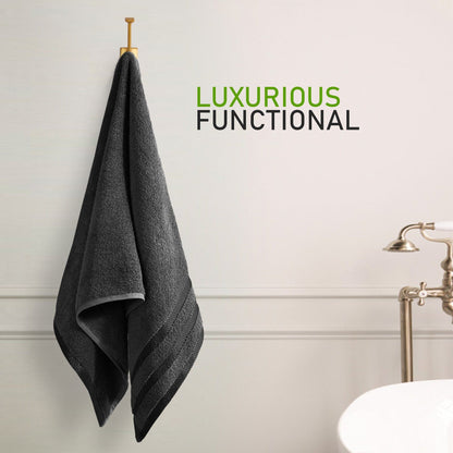 Belmont Viscose Stripe Grey Towels 100% Cotton Hotel Quality Super Absorbent 10 Piece Bale Set, 4 Hand Towel & 12 Face Cloths by OLIVIA ROCCO