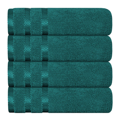 Belmont Viscose Stripe Jade Green Towels 100% Cotton Hotel Quality Super Absorbent 10 Piece Bale Set, 4 Hand Towel & 12 Face Cloths by OLIVIA ROCCO