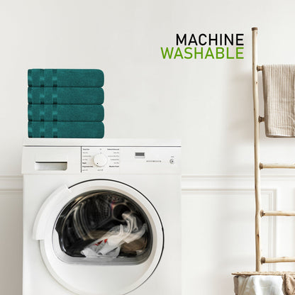 Belmont Viscose Stripe Jade Green Towels 100% Cotton Hotel Quality Super Absorbent 10 Piece Bale Set, 4 Hand Towel & 12 Face Cloths by OLIVIA ROCCO