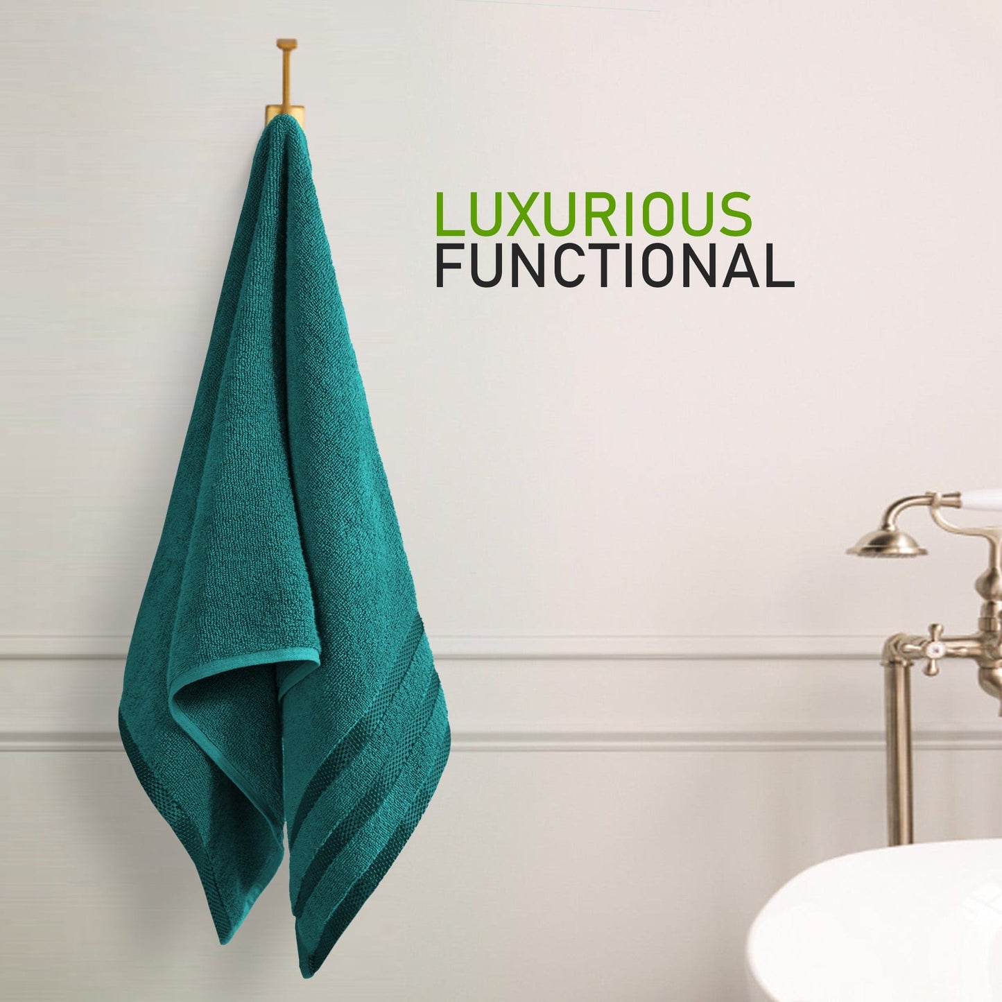 Belmont Viscose Stripe Jade Green Towels 100% Cotton Hotel Quality Super Absorbent 10 Piece Bale Set, 4 Hand Towel & 12 Face Cloths by OLIVIA ROCCO