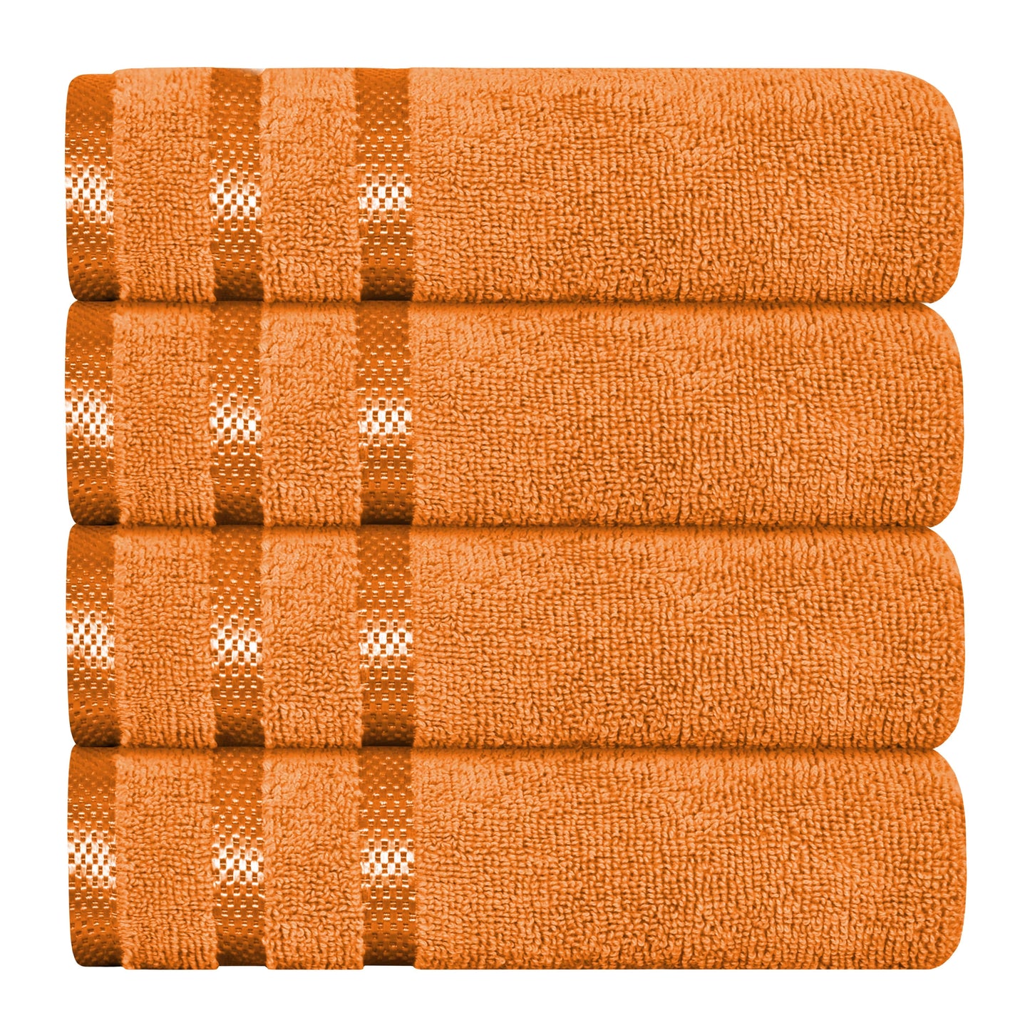 Belmont Viscose Stripe Orange Towels 100% Cotton Hotel Quality Super Absorbent 10 Piece Bale Set, 4 Hand Towel & 12 Face Cloths by OLIVIA ROCCO