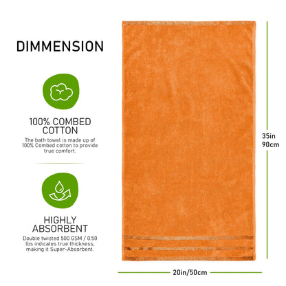 Belmont Viscose Stripe Orange Towels 100% Cotton Hotel Quality Super Absorbent 10 Piece Bale Set, 4 Hand Towel & 12 Face Cloths by OLIVIA ROCCO