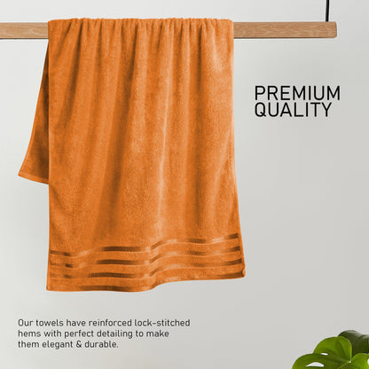 Belmont Viscose Stripe Orange Towels 100% Cotton Hotel Quality Super Absorbent 10 Piece Bale Set, 4 Hand Towel & 12 Face Cloths by OLIVIA ROCCO