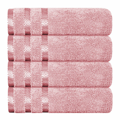 Belmont Viscose Stripe Pink Towels 100% Cotton Hotel Quality Super Absorbent 10 Piece Bale Set, 4 Hand Towel & 12 Face Cloths by OLIVIA ROCCO