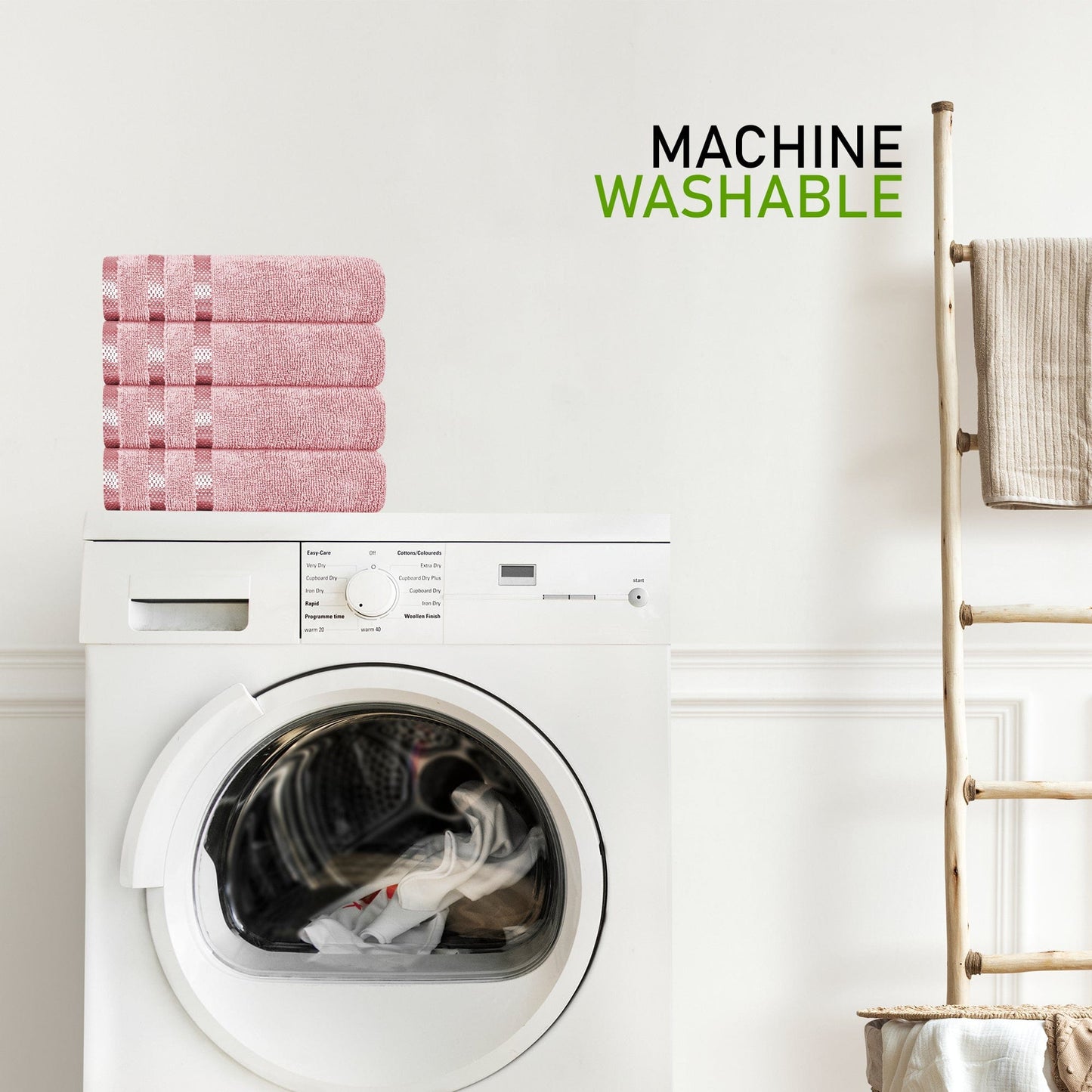 Belmont Viscose Stripe Pink Towels 100% Cotton Hotel Quality Super Absorbent 10 Piece Bale Set, 4 Hand Towel & 12 Face Cloths by OLIVIA ROCCO