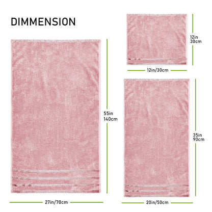 Belmont Viscose Stripe Pink Towels 100% Cotton Hotel Quality Super Absorbent 10 Piece Bale Set, 4 Hand Towel & 12 Face Cloths by OLIVIA ROCCO