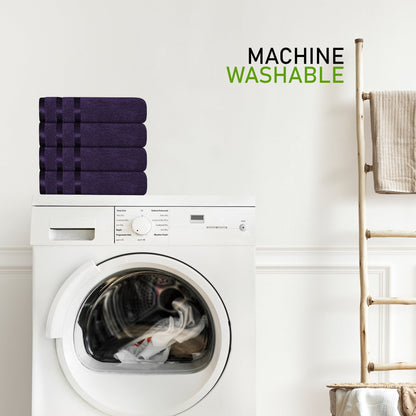 Belmont Viscose Stripe Purple Towels 100% Cotton Hotel Quality Super Absorbent 10 Piece Bale Set, 4 Hand Towel & 12 Face Cloths by OLIVIA ROCCO