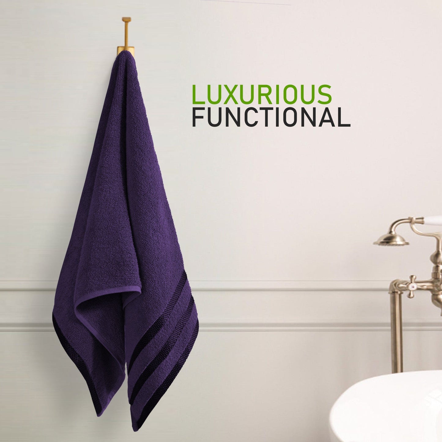 Belmont Viscose Stripe Purple Towels 100% Cotton Hotel Quality Super Absorbent 10 Piece Bale Set, 4 Hand Towel & 12 Face Cloths by OLIVIA ROCCO