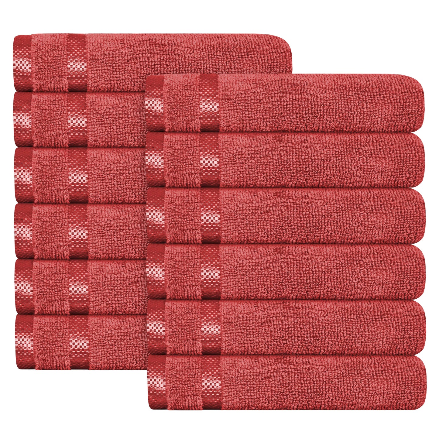 Belmont Viscose Stripe Red Towels 100% Cotton Hotel Quality Super Absorbent 10 Piece Bale Set, 4 Hand Towel & 12 Face Cloths by OLIVIA ROCCO