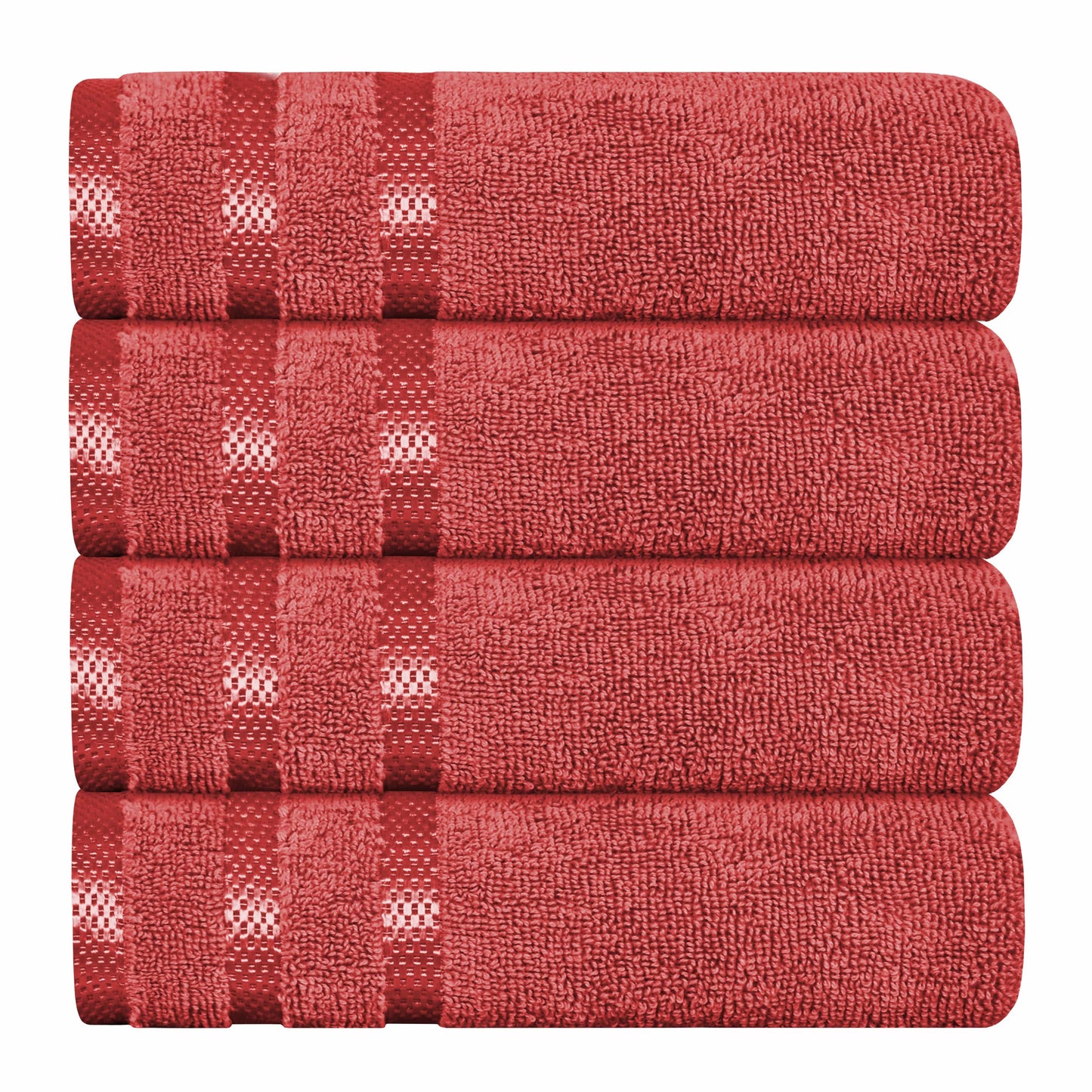 Belmont Viscose Stripe Red Towels 100% Cotton Hotel Quality Super Absorbent 10 Piece Bale Set, 4 Hand Towel & 12 Face Cloths by OLIVIA ROCCO