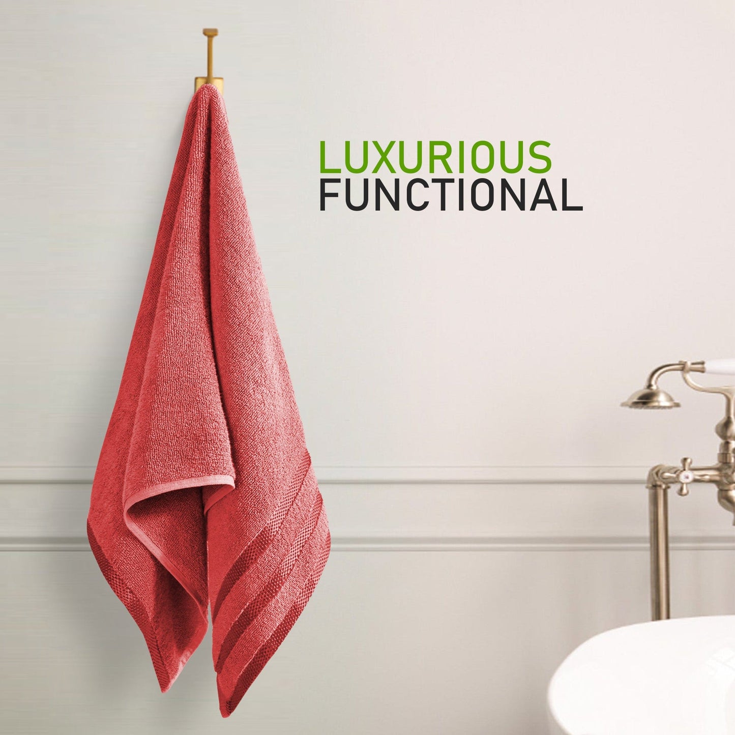 Belmont Viscose Stripe Red Towels 100% Cotton Hotel Quality Super Absorbent 10 Piece Bale Set, 4 Hand Towel & 12 Face Cloths by OLIVIA ROCCO