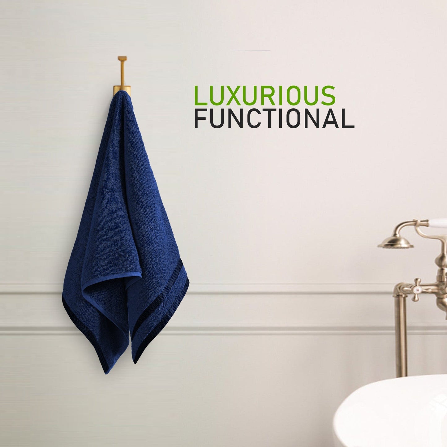 Belmont Viscose Stripe Royal Blue Towels 100% Cotton Hotel Quality Super Absorbent 10 Piece Bale Set, 4 Hand Towel & 12 Face Cloths by OLIVIA ROCCO