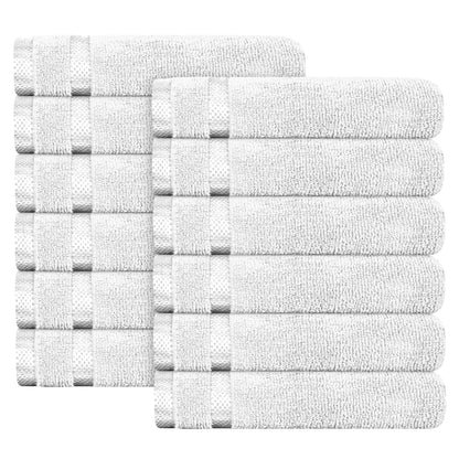Belmont Viscose Stripe White Towels 100% Cotton Hotel Quality Super Absorbent 10 Piece Bale Set, 4 Hand Towel & 12 Face Cloths by OLIVIA ROCCO