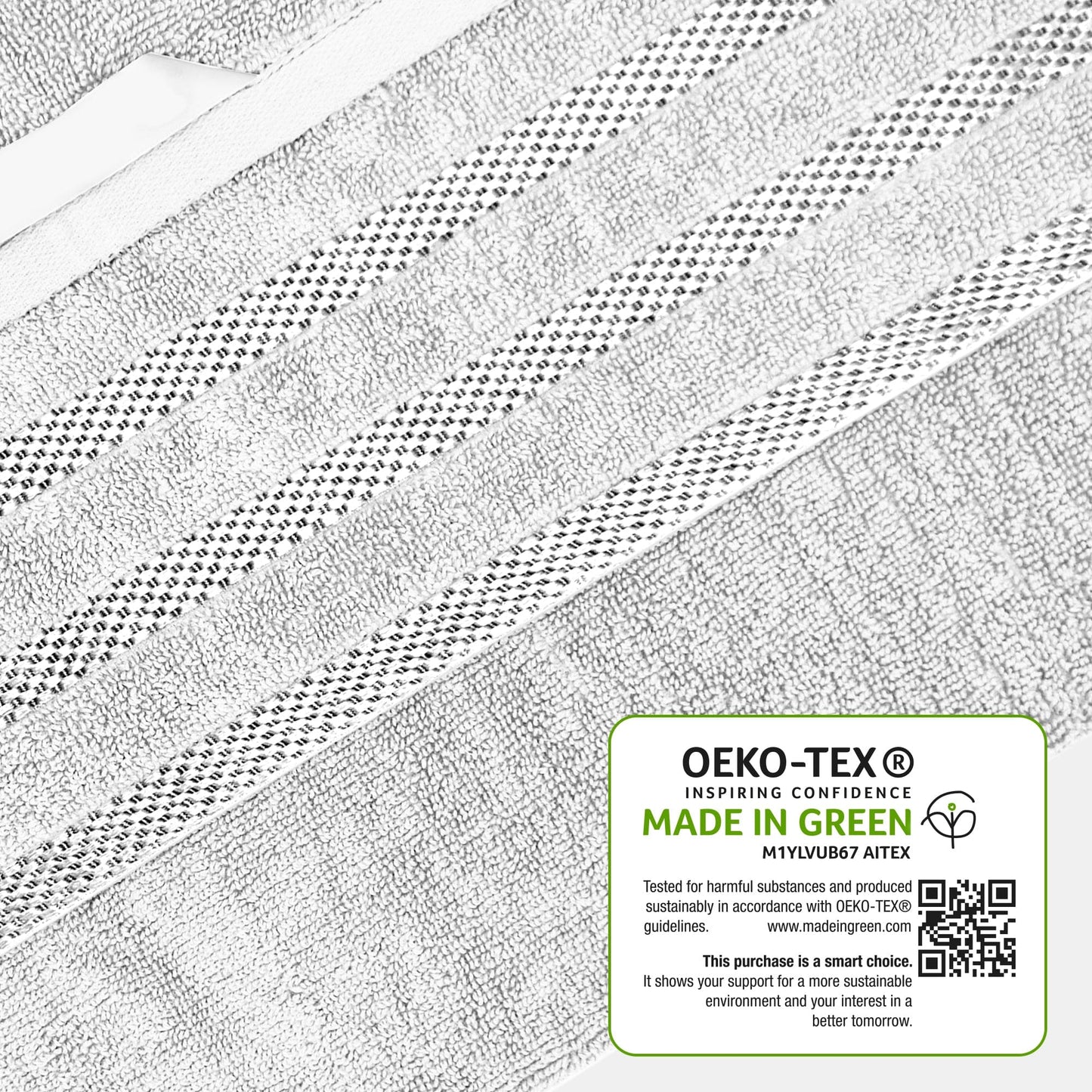 Belmont Viscose Stripe White Towels 100% Cotton Hotel Quality Super Absorbent 10 Piece Bale Set, 4 Hand Towel & 12 Face Cloths by OLIVIA ROCCO