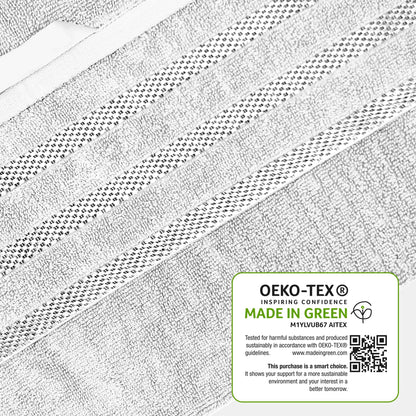 Belmont Viscose Stripe White Towels 100% Cotton Hotel Quality Super Absorbent 10 Piece Bale Set, 4 Hand Towel & 12 Face Cloths by OLIVIA ROCCO