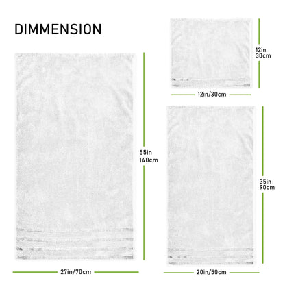 Belmont Viscose Stripe White Towels 100% Cotton Hotel Quality Super Absorbent 10 Piece Bale Set, 4 Hand Towel & 12 Face Cloths by OLIVIA ROCCO