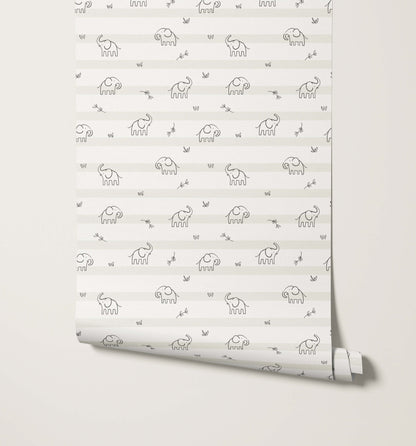 Bobbi Beck Binky Elephant Stripe Wallpaper