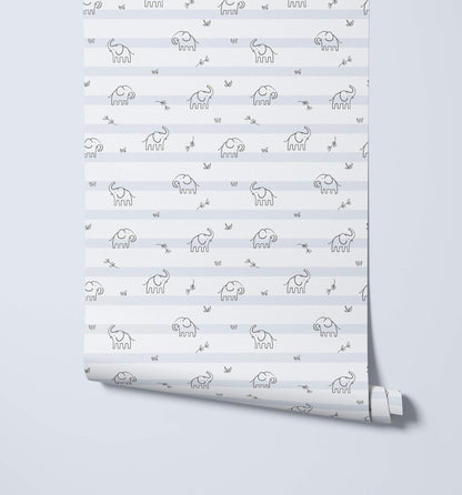 Bobbi Beck Binky Elephant Stripe Wallpaper