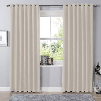 Blackout Natural Eyelet Curtains Thermal Ring Top Window Treatment for Living Room & Bedroom by OLIVIA ROCCO