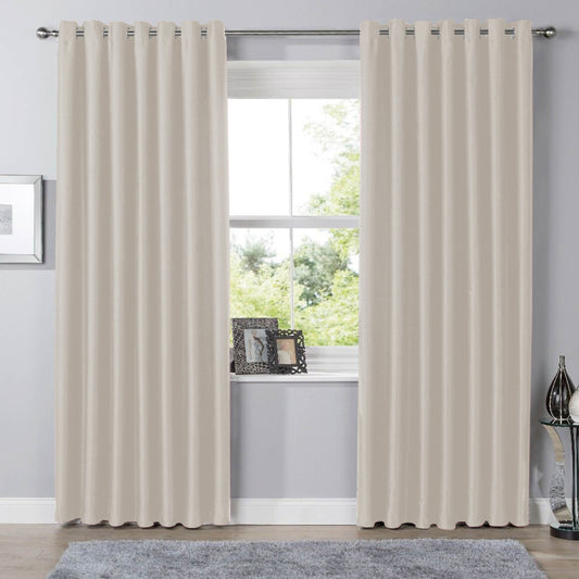 Blackout Natural Eyelet Curtains Thermal Ring Top Window Treatment for Living Room & Bedroom by OLIVIA ROCCO