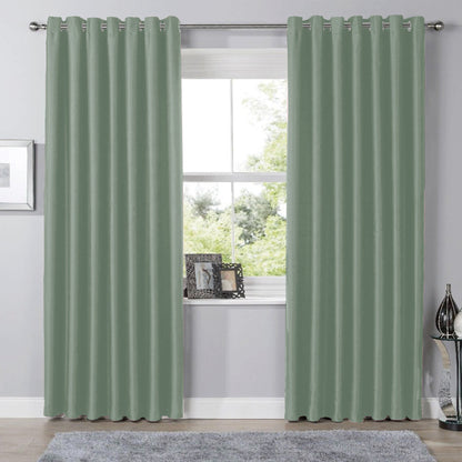 Blackout Sage Green Eyelet Curtains Thermal Ring Top Window Treatment for Living Room & Bedroom by OLIVIA ROCCO