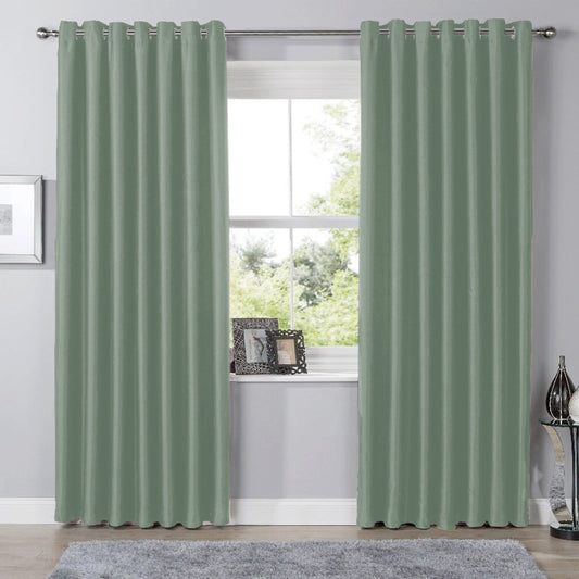 Blackout Sage Green Eyelet Curtains Thermal Ring Top Window Treatment for Living Room & Bedroom by OLIVIA ROCCO