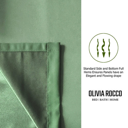 Blackout Sage Green Eyelet Curtains Thermal Ring Top Window Treatment for Living Room & Bedroom by OLIVIA ROCCO