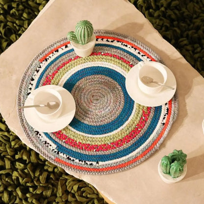 Braided Cotton Round Placemats | Upcycled | Handcrafted in Portugal