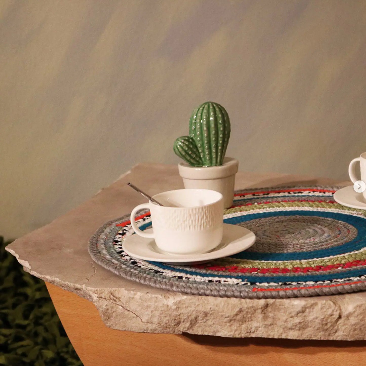 Braided Cotton Round Placemats | Upcycled | Handcrafted in Portugal