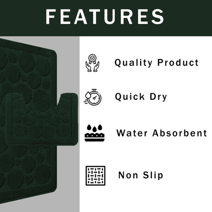 Cali Bubbles 2 Piece Emerald Green Bath Mat & Pedestal Set Non-Slip Soft & Absorbent Bathroom Mats for Comfort & Safety by OLIVIA ROCCO