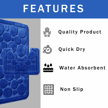 Cali Bubbles 2 Piece Royal Blue Bath Mat & Pedestal Set Non-Slip Soft & Absorbent Bathroom Mats for Comfort & Safety by OLIVIA ROCCO