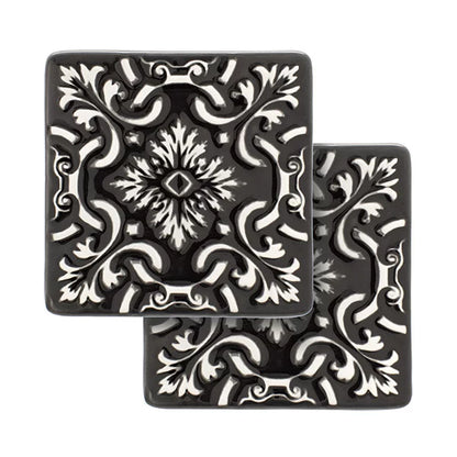 Portuguese Azulejo Ceramic Coasters | Black & White | Set of 2