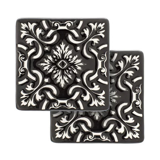Portuguese Azulejo Ceramic Coasters | Black & White | Set of 2
