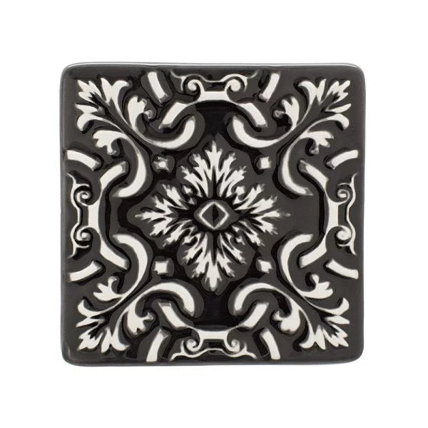 Portuguese Azulejo Ceramic Coasters | Black & White | Set of 2